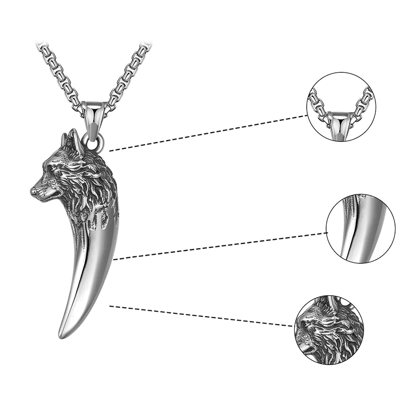 Wolfskopf Halskette aus Titanstahl
