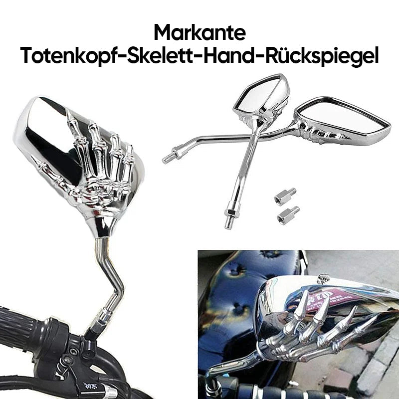 Markanter Totenkopf-Hand-Rückspiegel
