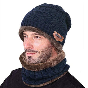 Warme Strickmütze mit Schal(Damen und Herren)