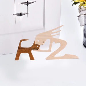 Haustierliebhaber - Holzskulptur Tischschmuck