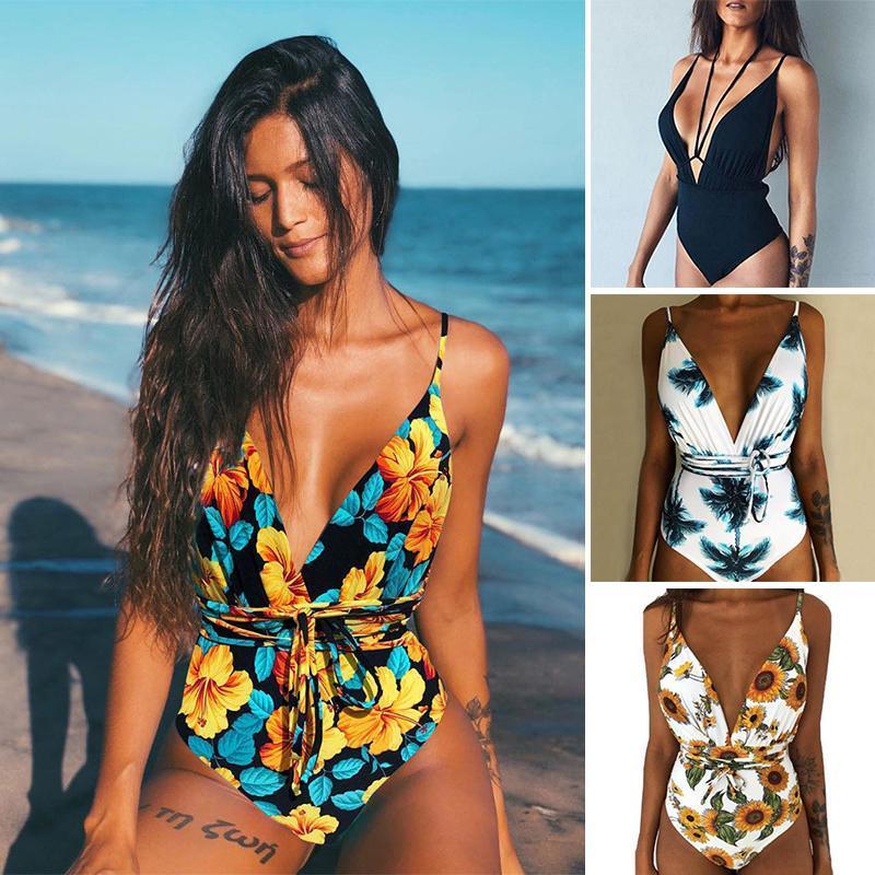 Frauen Multi-Floral bedruckte Einteiler Bikini