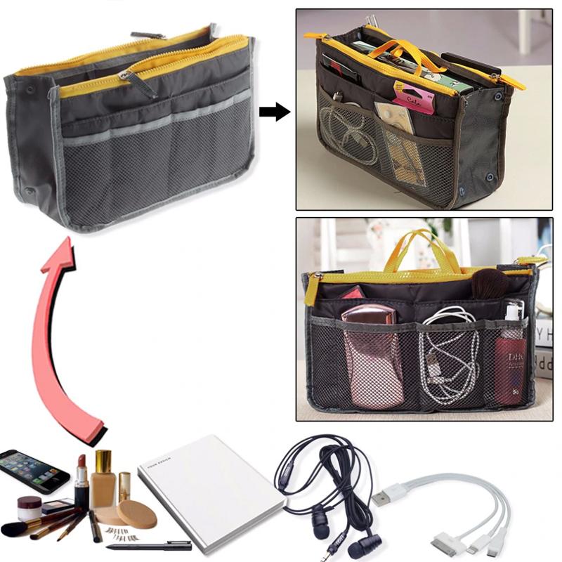 Frauen Tasche praktische Handtasche Geldbörse Nylon Dual Organizer Insert Cosmetic Lagerung