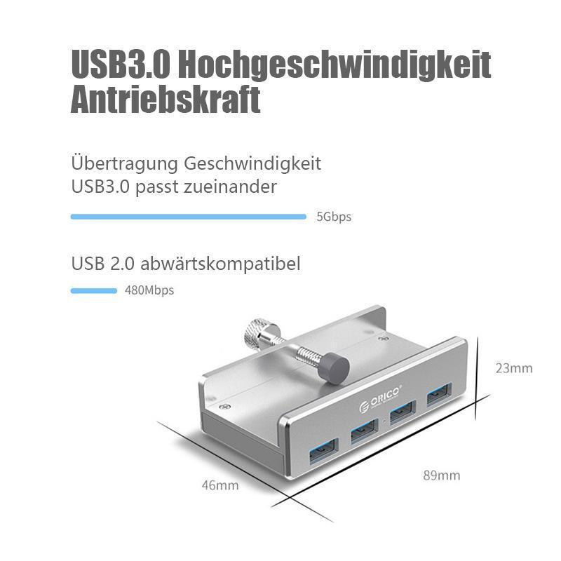 Anbaubarer USB 3.0-Adapter-Hub auf der Schreibtischseite