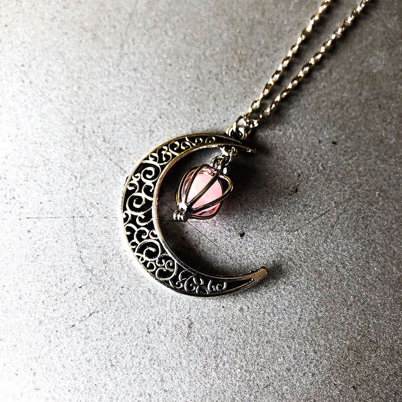 Mond Halskette mit leuchtendem Stein