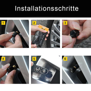 Universal Stahl (4 Stück) Autoreifen Ventilschaft Luftkappen Abdeckung + (1 Stück) Schlüsselbund